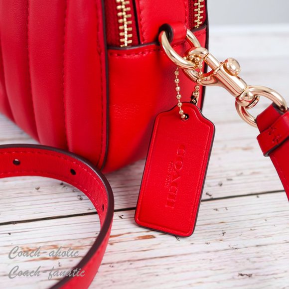 NWT Coach C7259 Serena Leather Satchel With Linear Quilting in Electric Red - Picture 9 of 14